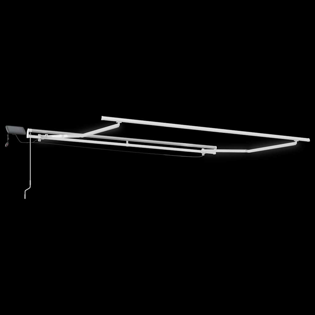 Markiseramme med LED -stripelys Hvit 300 x 250 cm Aluminium