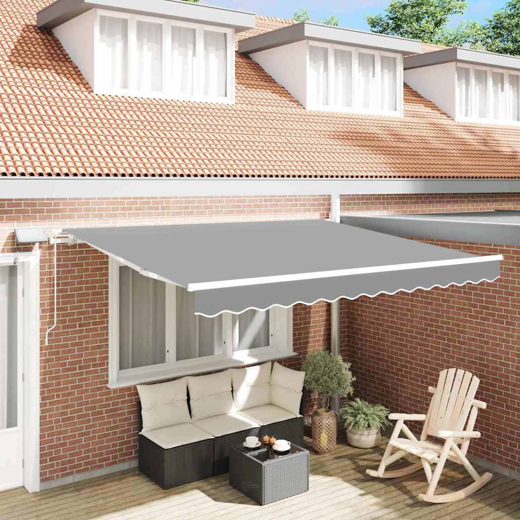Markiseramme med LED -stripelys Hvit 350 x 250 cm Aluminium vidaXL