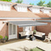 Markiseramme med LED -stripelys Hvit 500 × 300 cm Aluminium