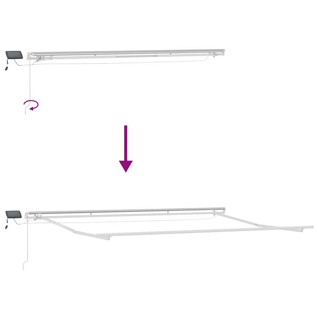 Markiseramme med LED -stripelys Hvit 500 × 300 cm Aluminium