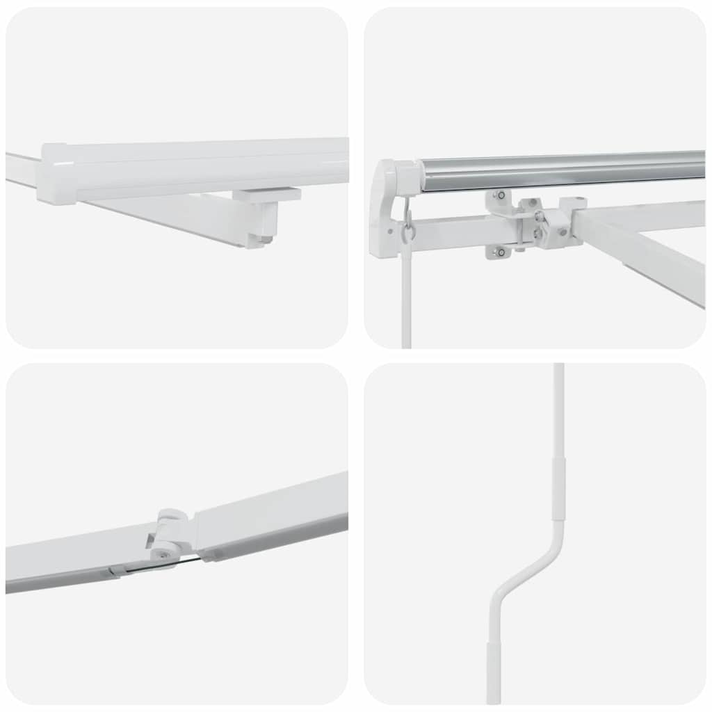 Markiseramme med LED -stripelys Hvit 600 × 300 cm Aluminium vidaXL