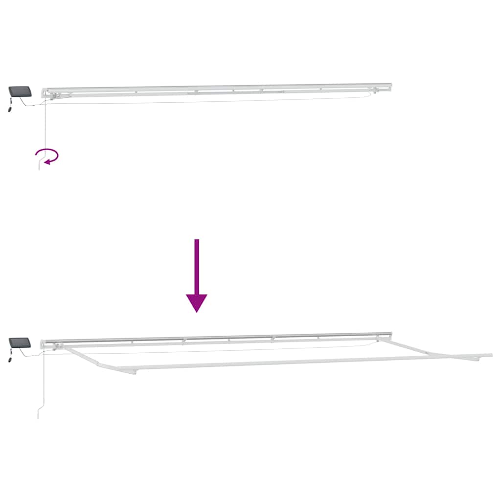 Markiseramme med LED -stripelys Hvit 600 × 300 cm Aluminium vidaXL