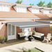 Markiseramme med LED -stripelys Hvit 450 × 350 cm Aluminium