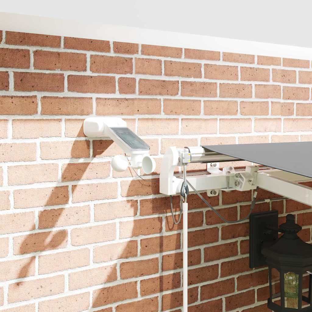 Markiseramme med LED -stripelys Hvit 450 × 300 cm Aluminium