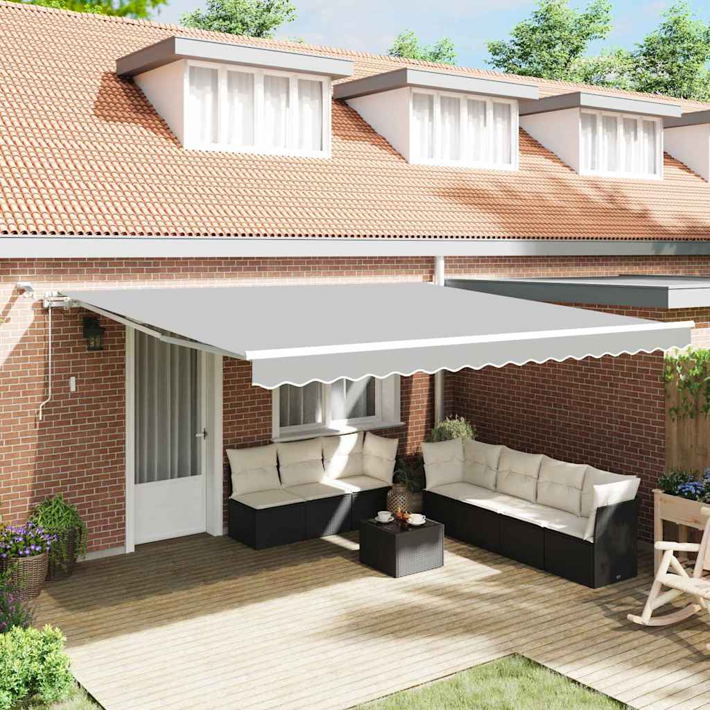 Markiseramme med LED -stripelys Hvit 450 × 350 cm Aluminium