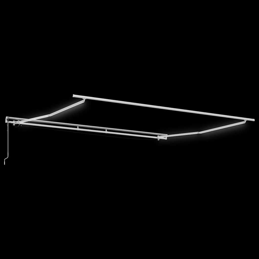 Markiseramme med LED -stripelys Hvit 450 × 350 cm Aluminium