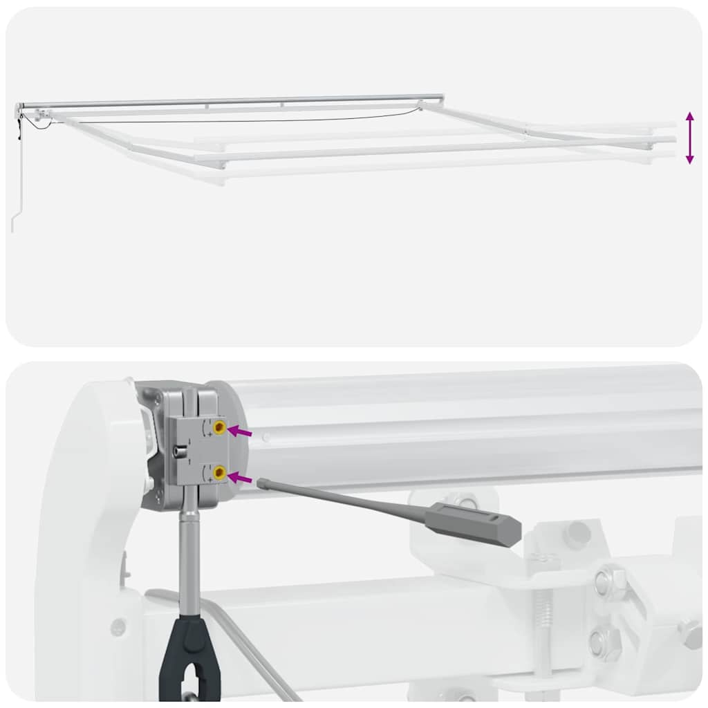 Markiseramme med LED -stripelys Hvit 450 × 350 cm Aluminium
