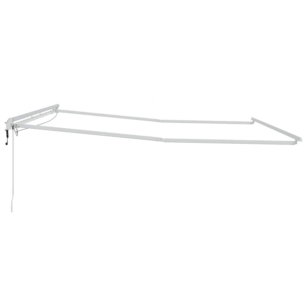 Markiseramme med LED -stripelys Hvit 450 × 350 cm Aluminium