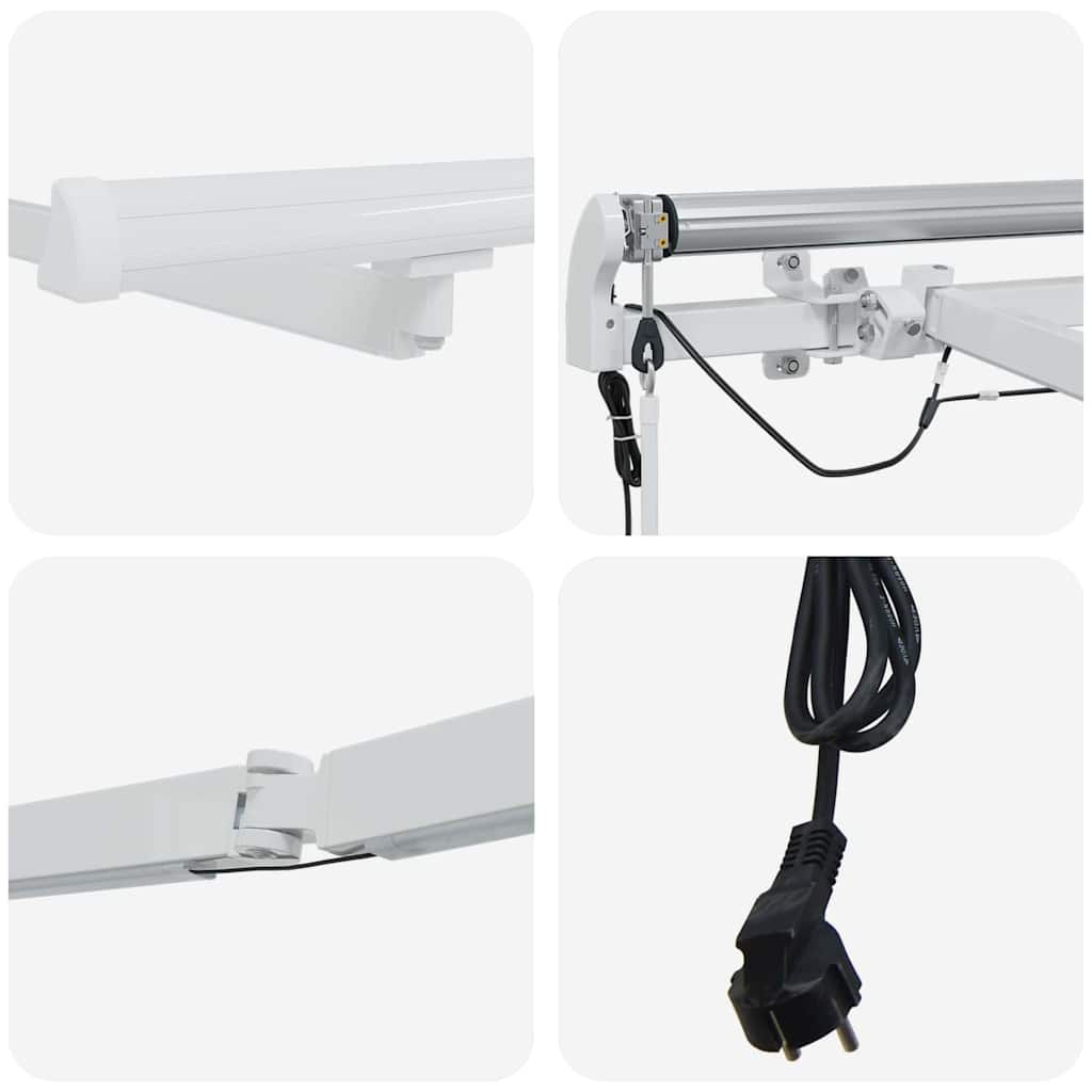 Markiseramme med LED -stripelys Hvit 500 × 350 cm Aluminium