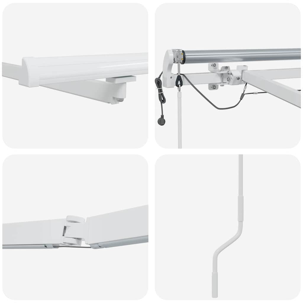 Markiseramme med LED -stripelys Hvit 600 × 350 cm Aluminium