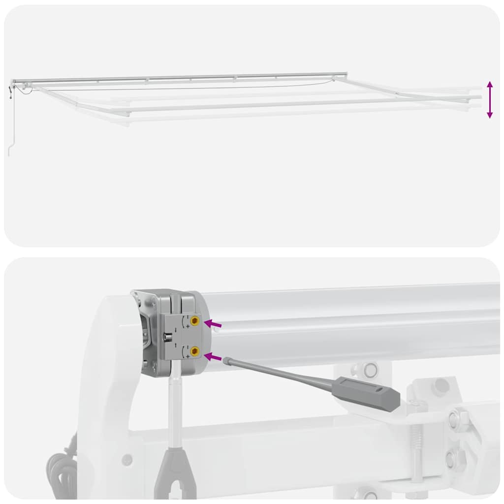 Markiseramme med LED -stripelys Hvit 600 × 350 cm Aluminium