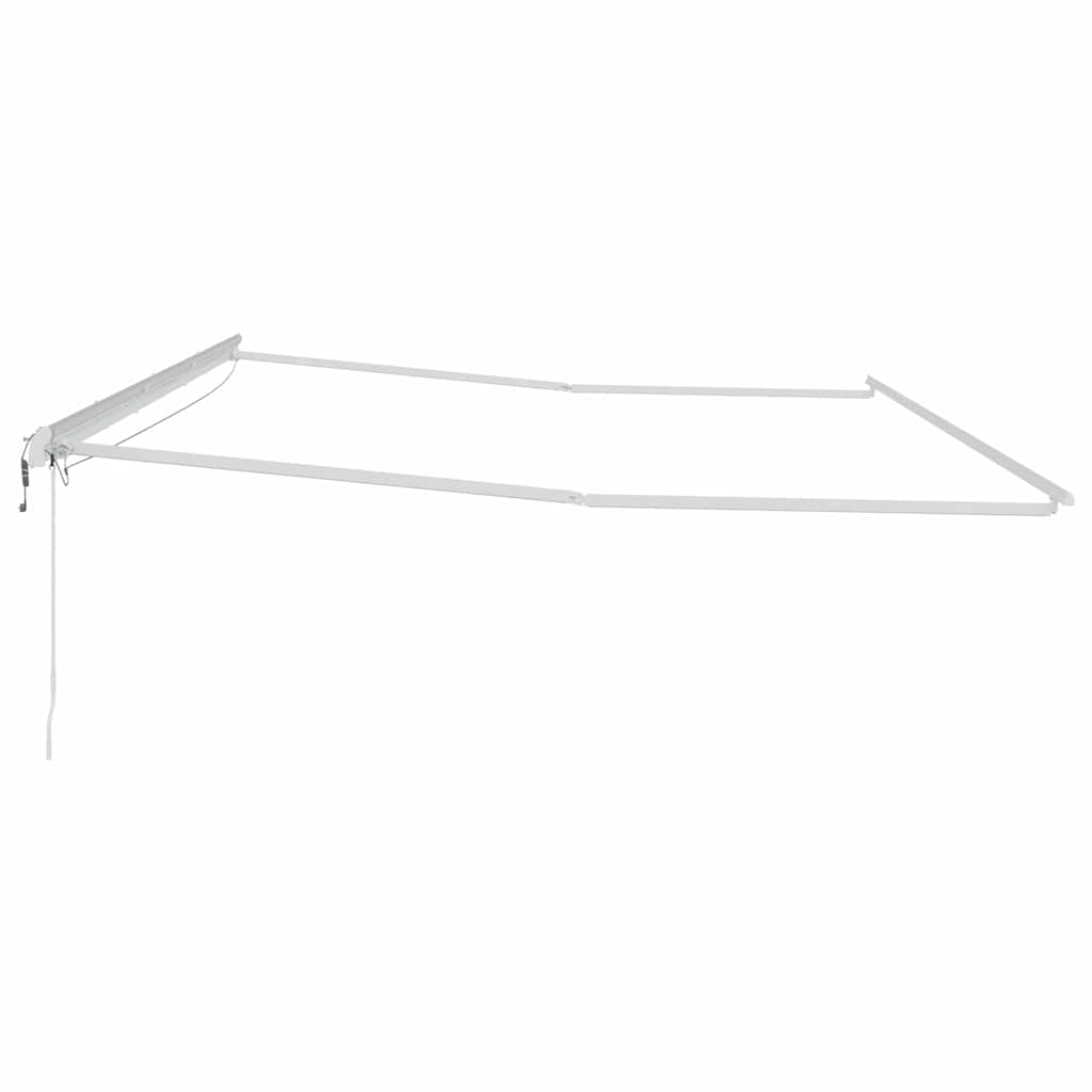 Markiseramme med LED -stripelys Hvit 600 × 350 cm Aluminium