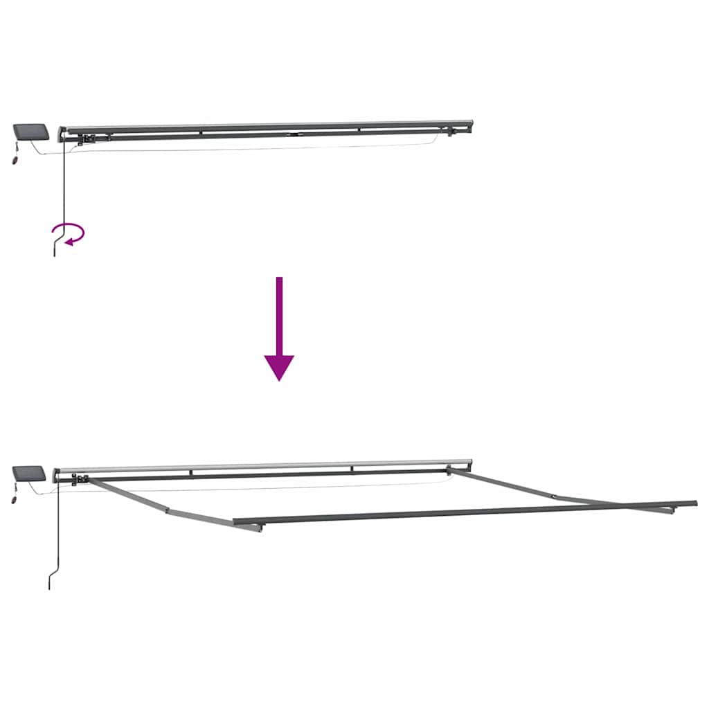Markise med Antrasitt 4 × 3,5 m Metall
