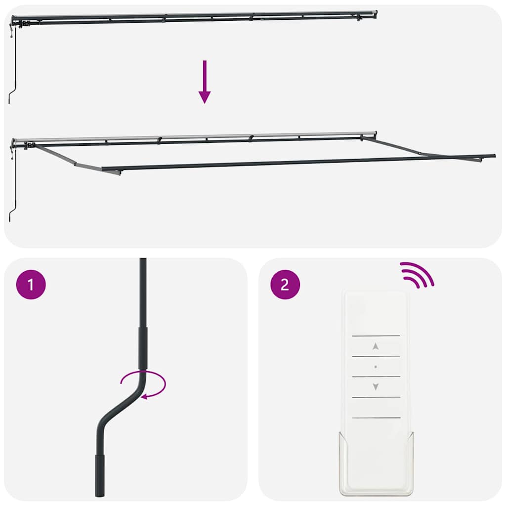 Markise Antrasitt 6 × 3,5 m Metall
