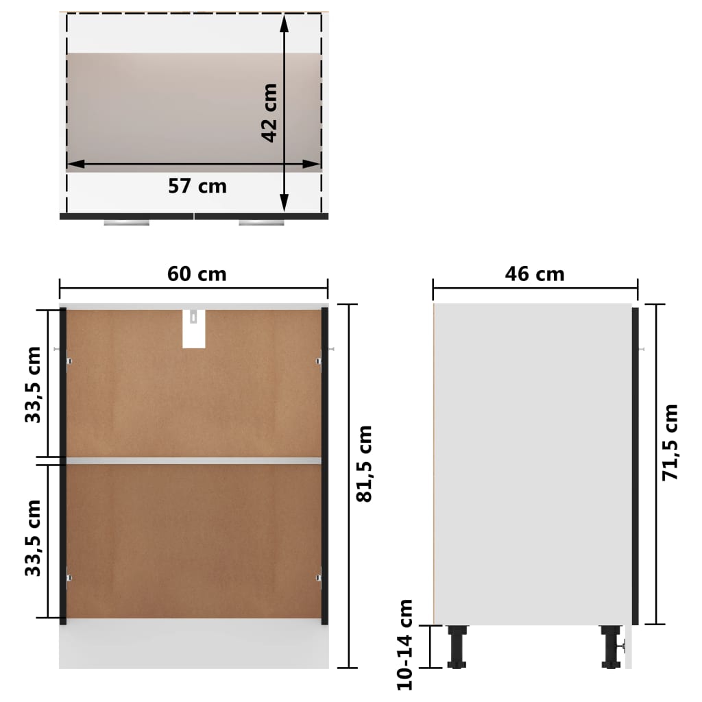 Bunnskap "Lyon" svart 60x46x81,5 cm konstruert tre