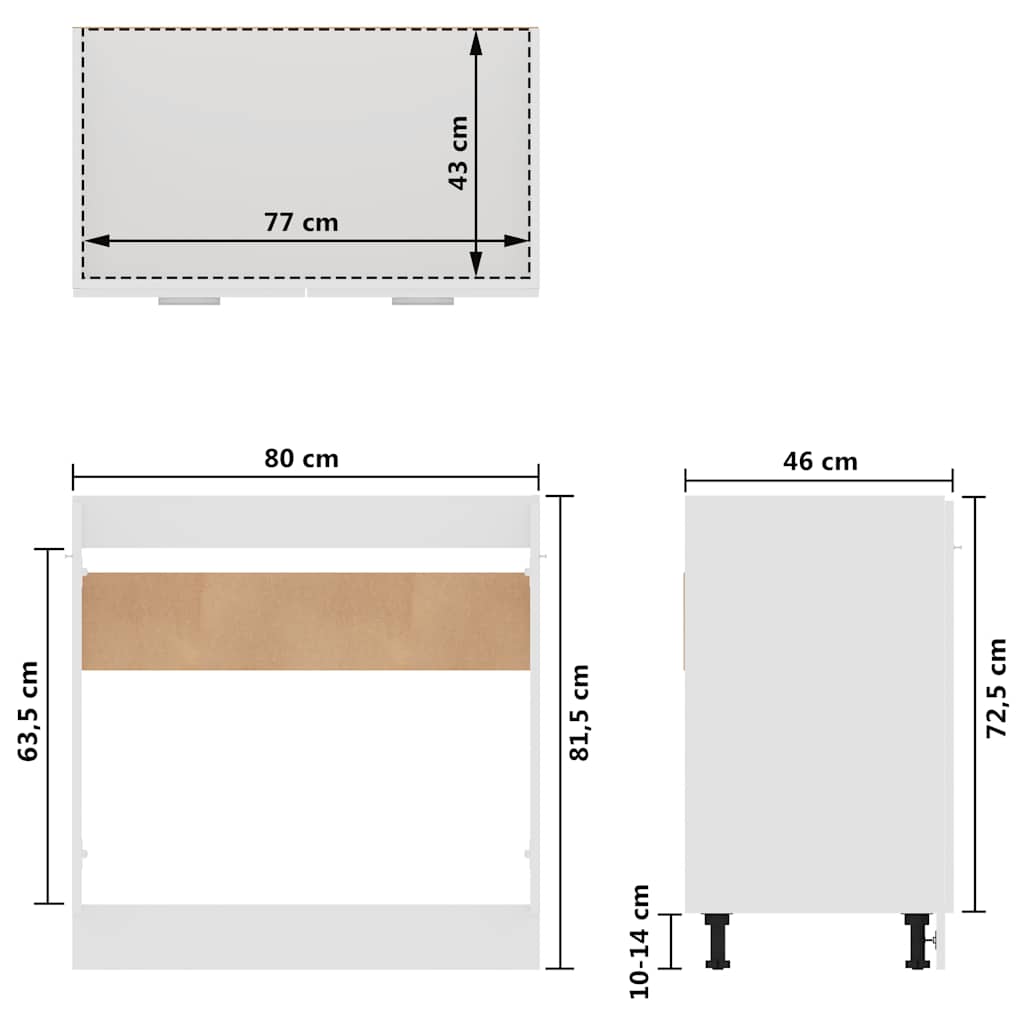 Bunnskap til vask "Lyon" hvit 80x46x81,5 cm konstruert tre