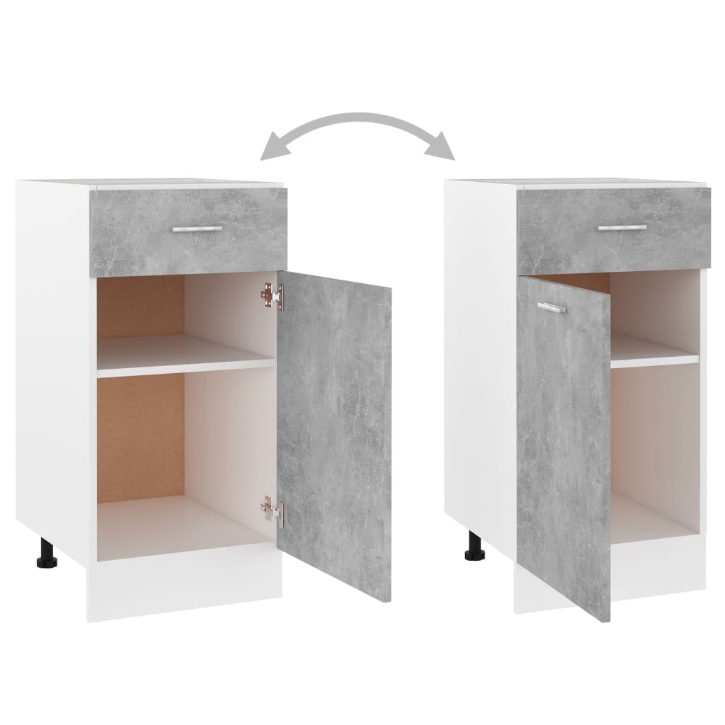 Bunnskap med skuff betonggrå 40x46x81,5 cm konstruert tre
