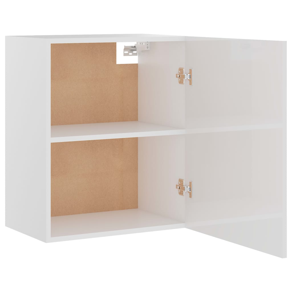 Hengende skap "Lyon" høyglans hvit 50x31x60 cm konstruert tre