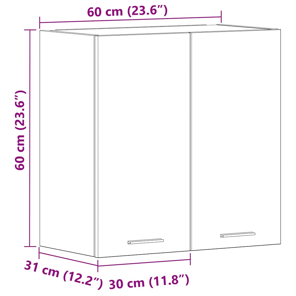 Hengende skap "Lyon" hvit 60x31x60 cm konstruert tre