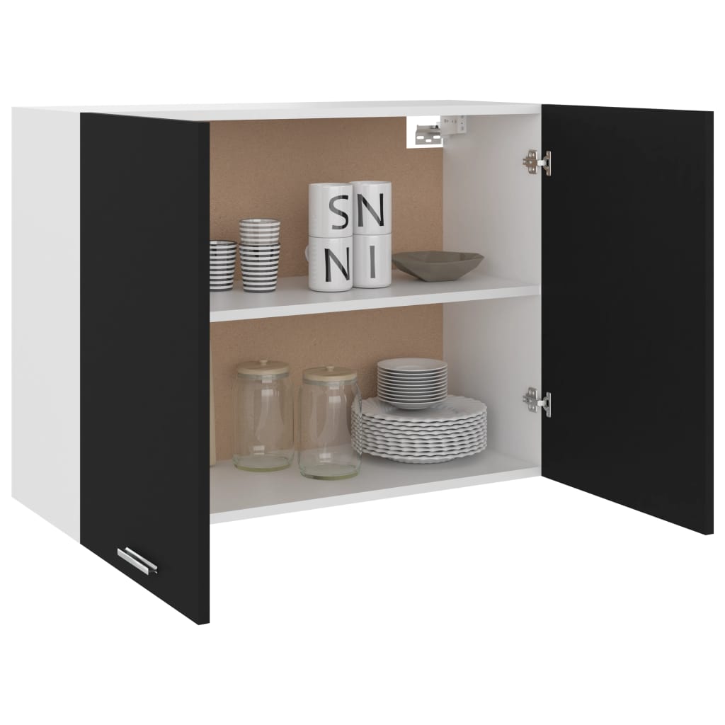 Hengende skap "Lyon" svart 80x31x60 cm konstruert tre
