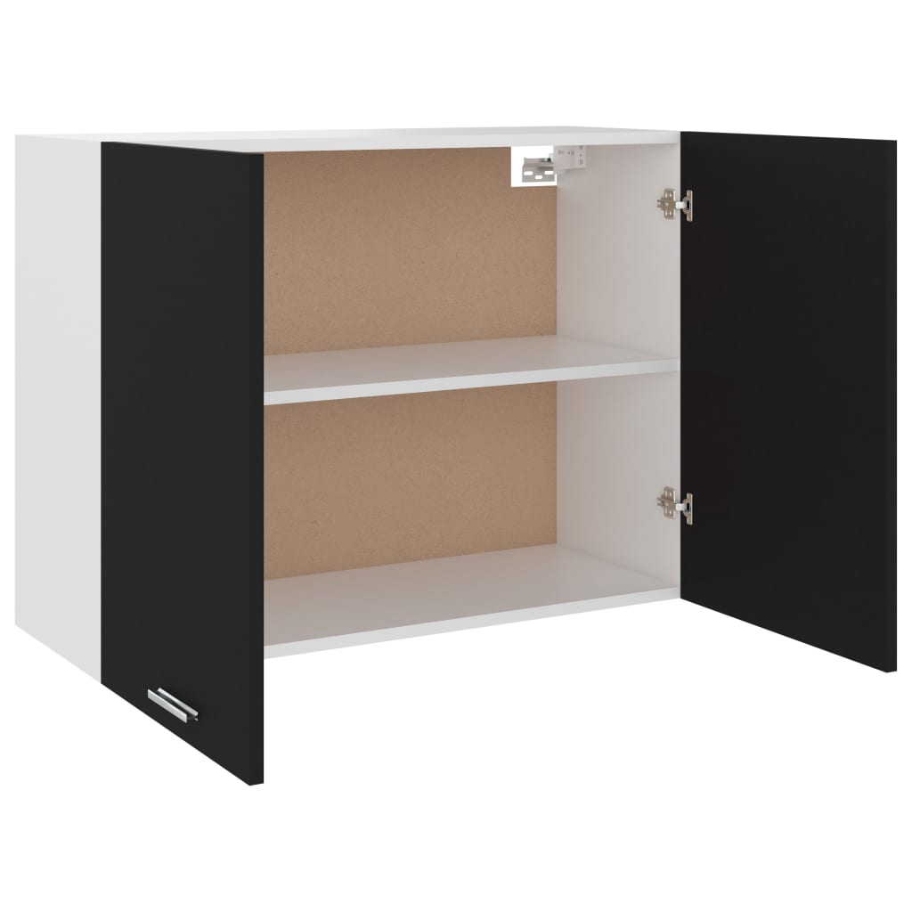 Hengende skap "Lyon" svart 80x31x60 cm konstruert tre