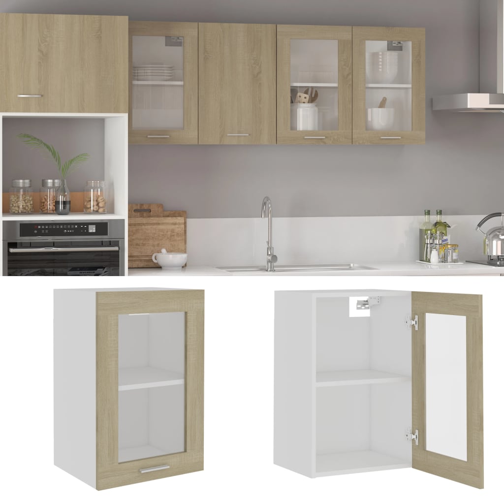Hengende skap glass "Lyon" sonoma eik 40x31x60 cm