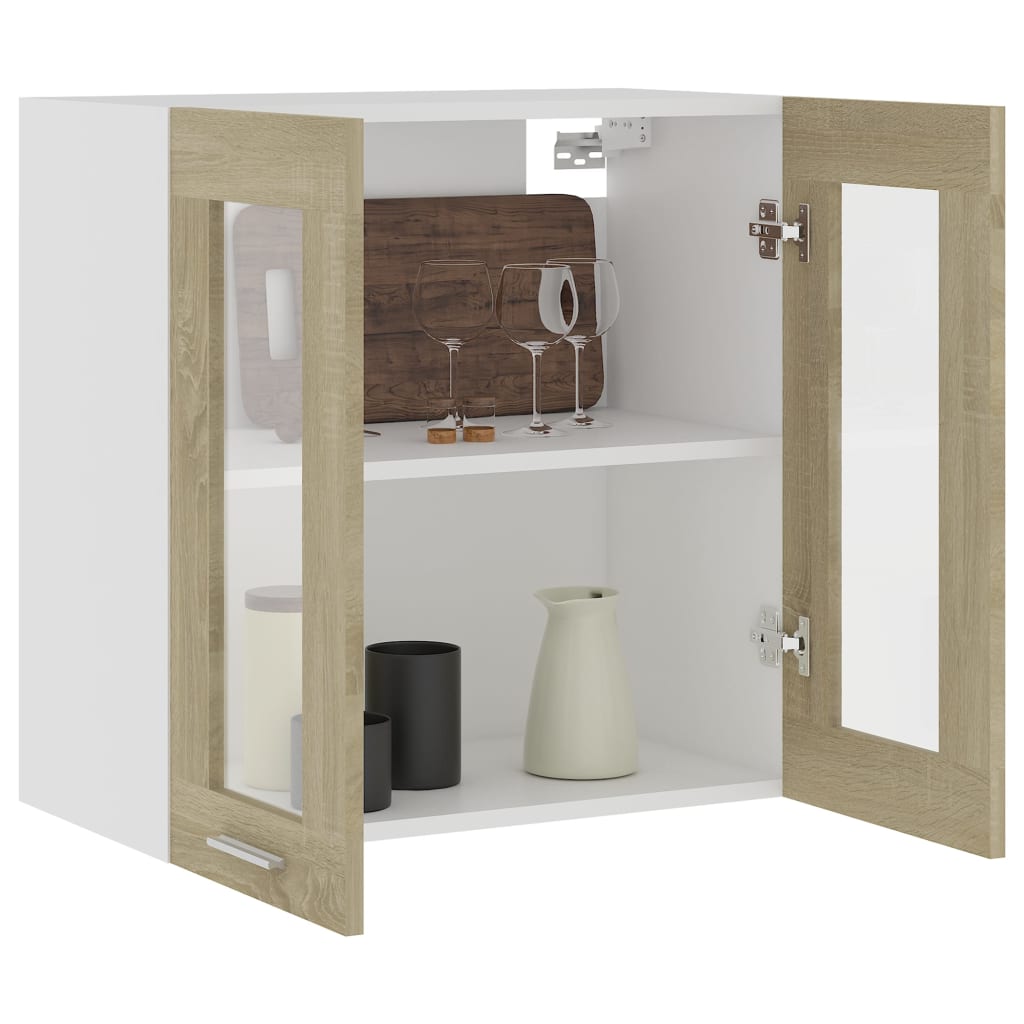 Hengende skap glass "Lyon" sonoma eik 60x31x60 cm