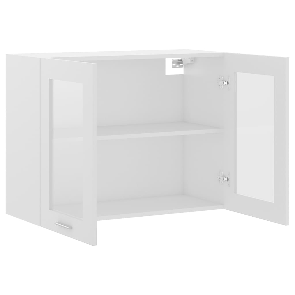 Hengende skap glass "Lyon" hvit 80x31x60 cm konstruert tre