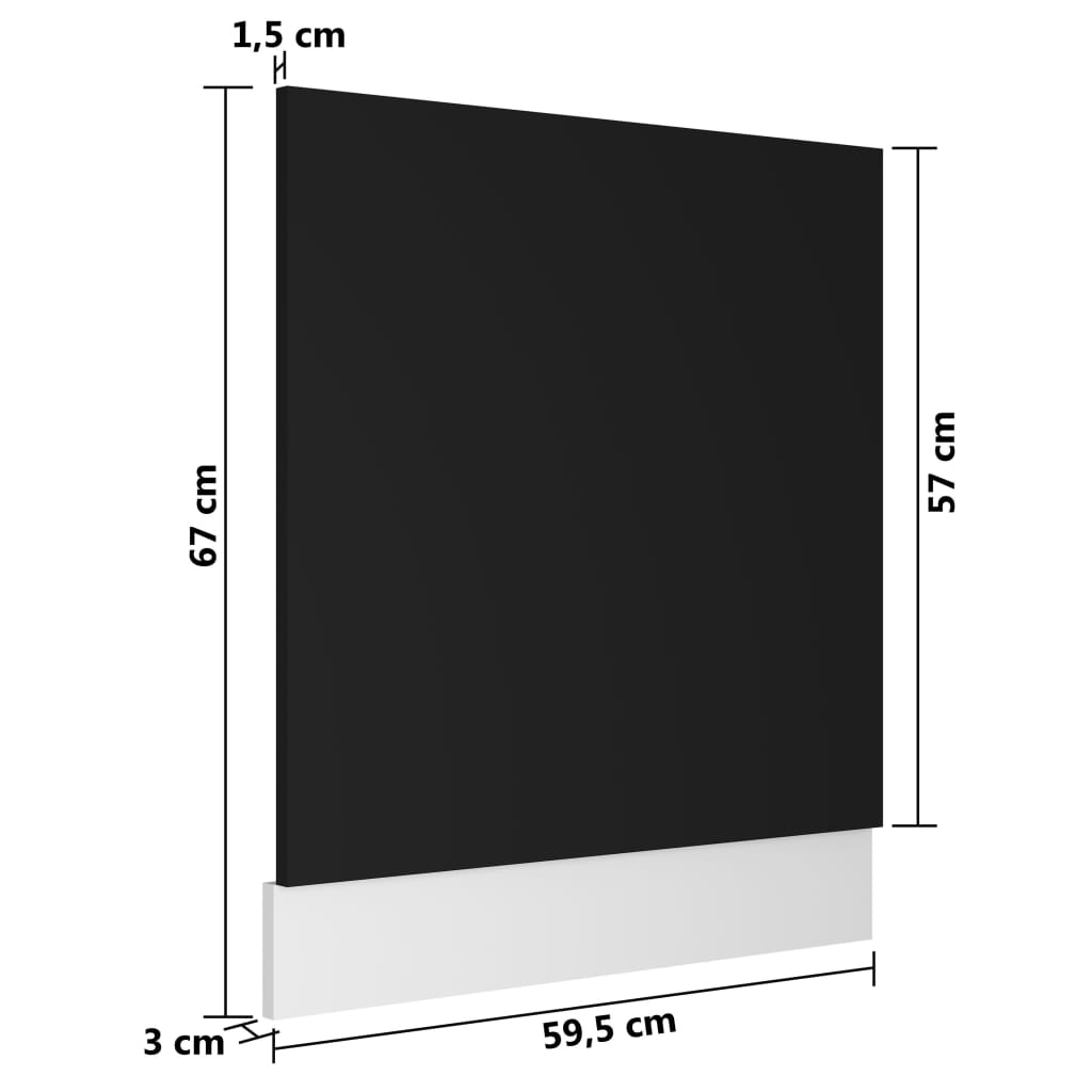 Oppvaskmaskinspanel svart 59,5x3x67 cm sponplate