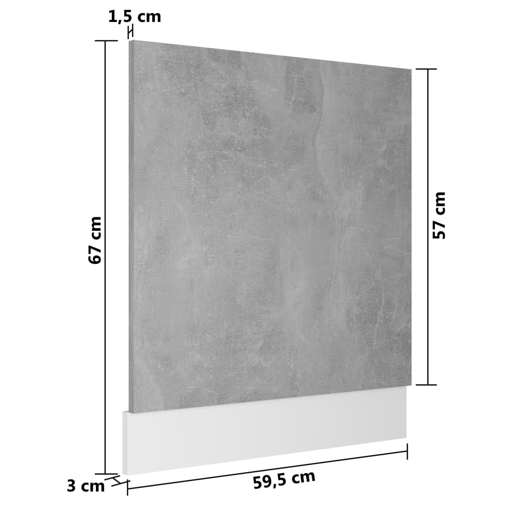 Oppvaskmaskinspanel "Lyon" betonggrå 59,5x3x67 cm