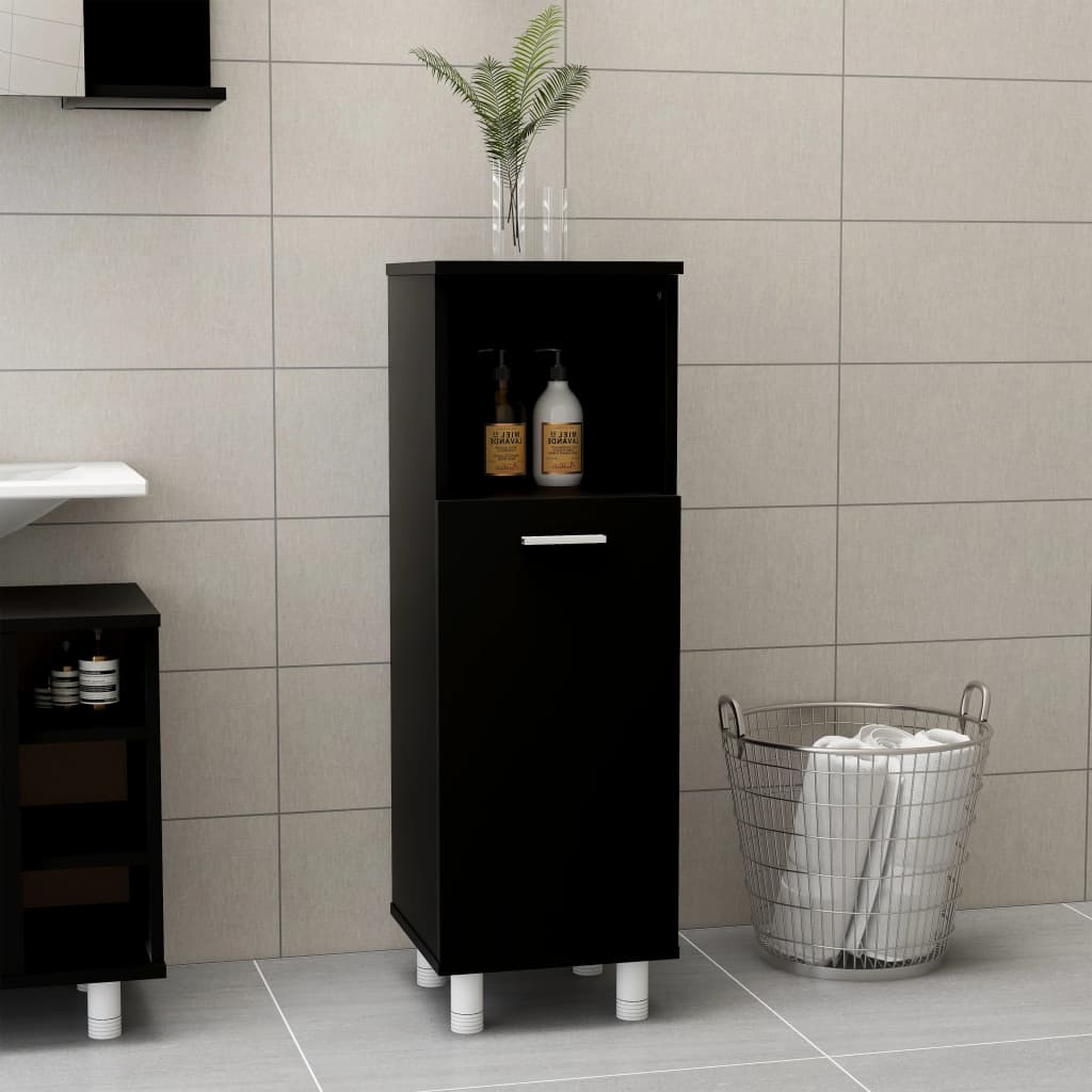 Baderomsskap svart 30x30x95 cm konstruert tre