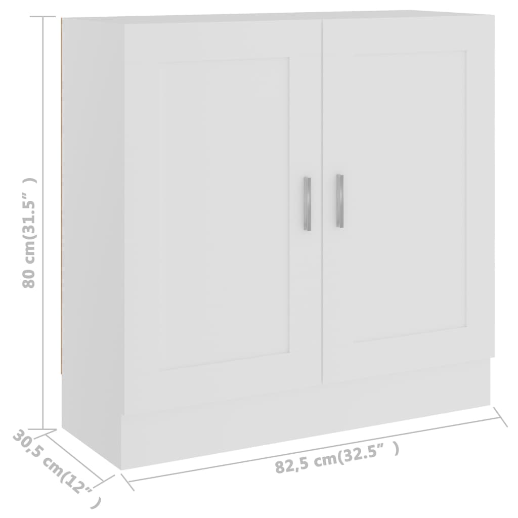 Bokhylle hvit 82,5x30,5x80 cm konstruert tre