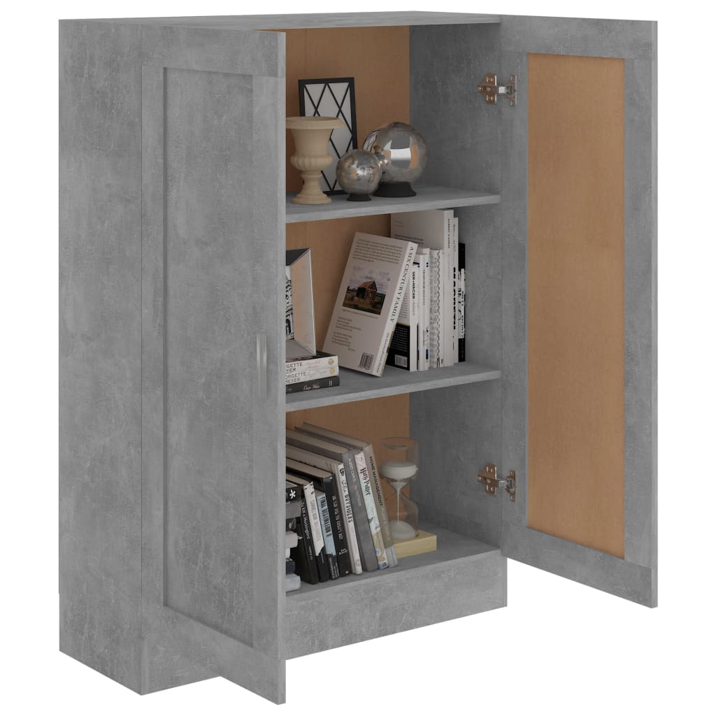 Bokhylle betonggrå 82,5x30,5x115 cm konstruert tre
