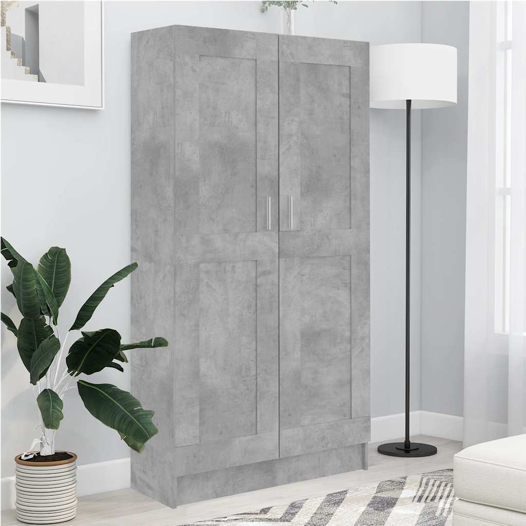 Bokhylle betonggrå 82,5x30,5x150 cm konstruert tre
