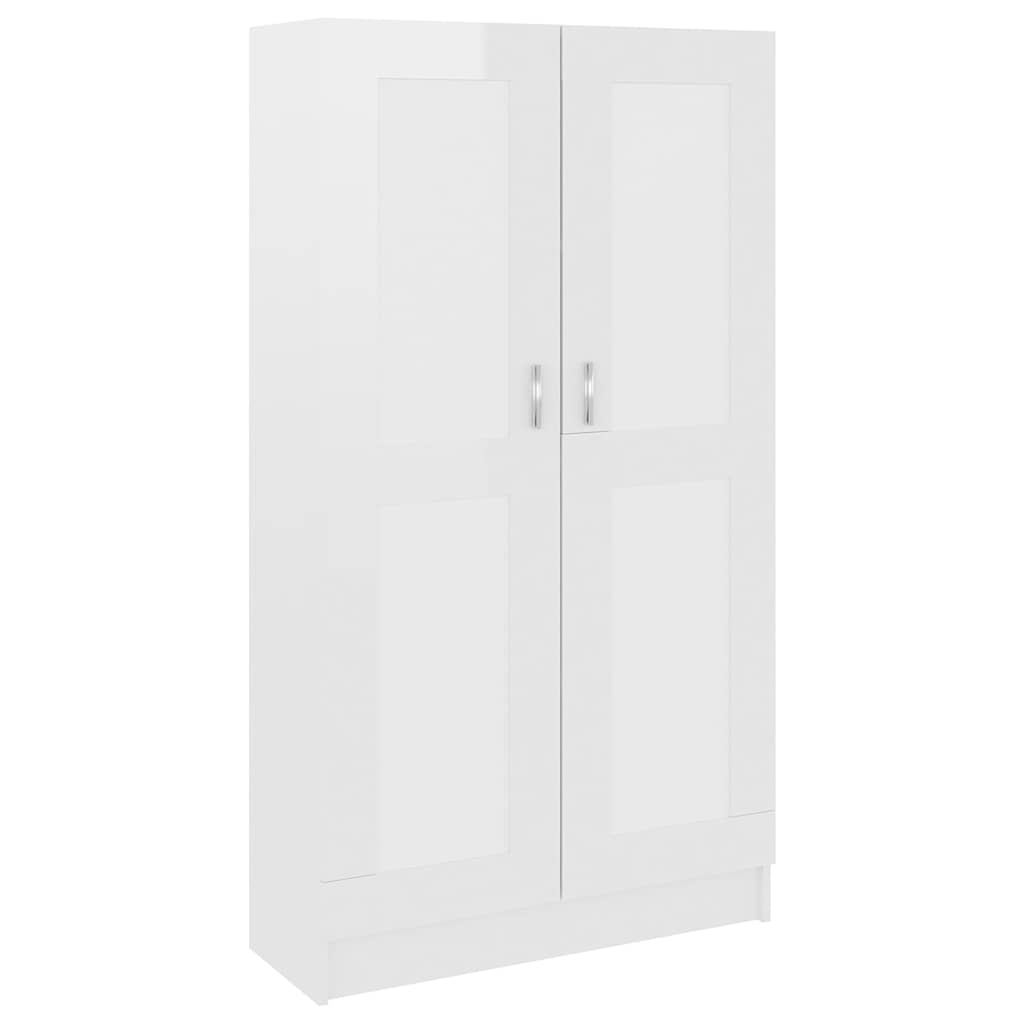 Bokhylle høyglans hvit 82,5x30,5x150 cm konstruert tre
