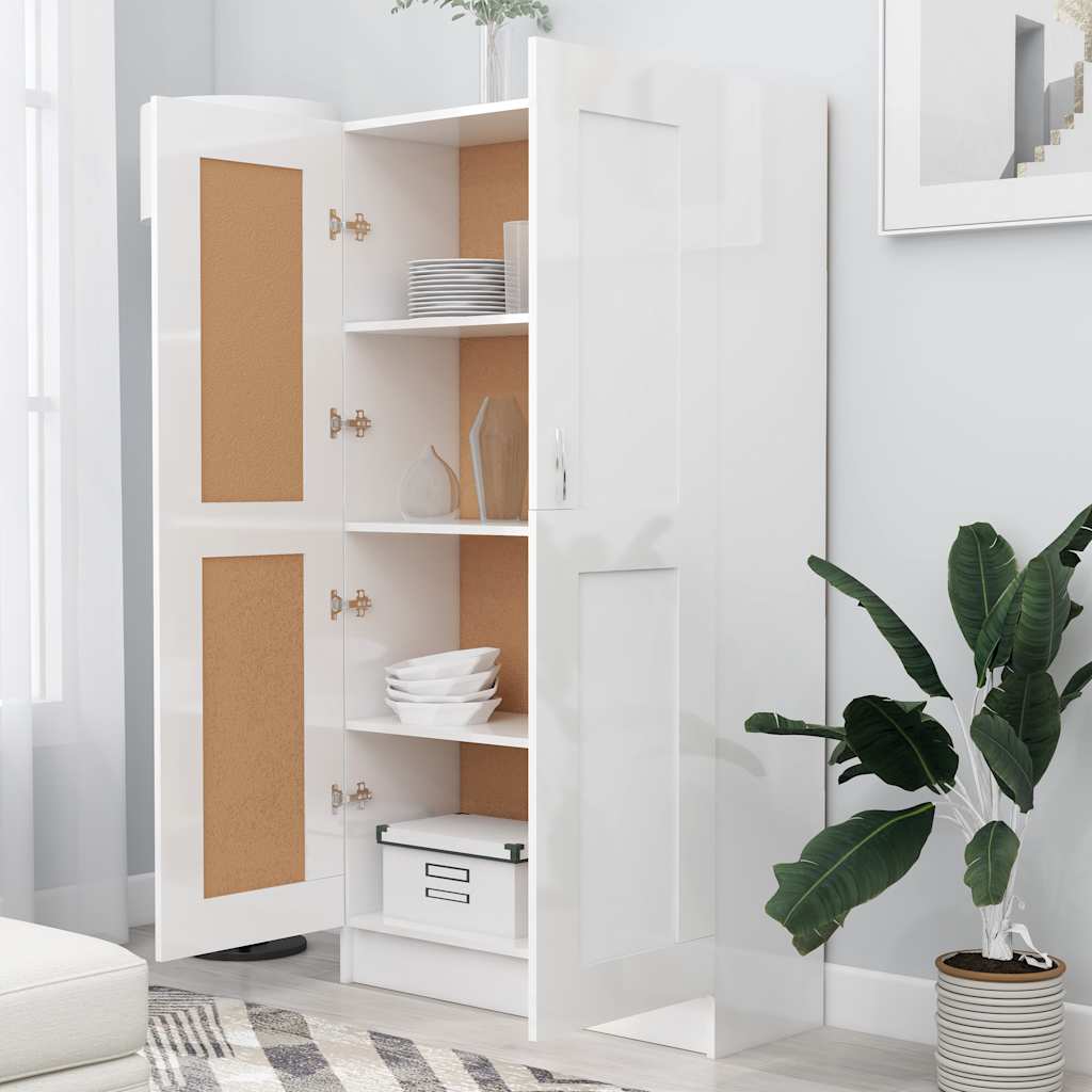 Bokhylle høyglans hvit 82,5x30,5x150 cm konstruert tre