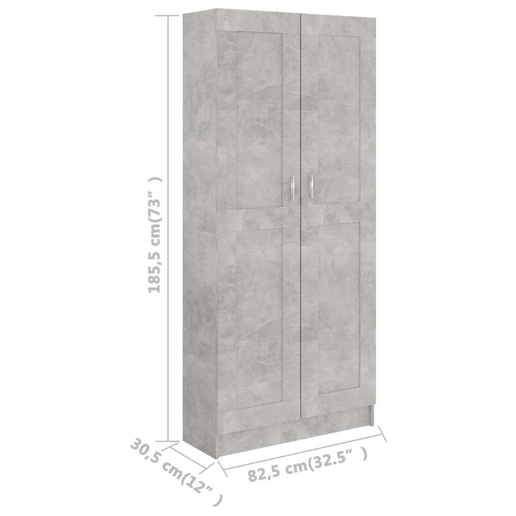 Bokhylle betonggrå 82,5x30,5x185,5 cm konstruert tre vidaXL