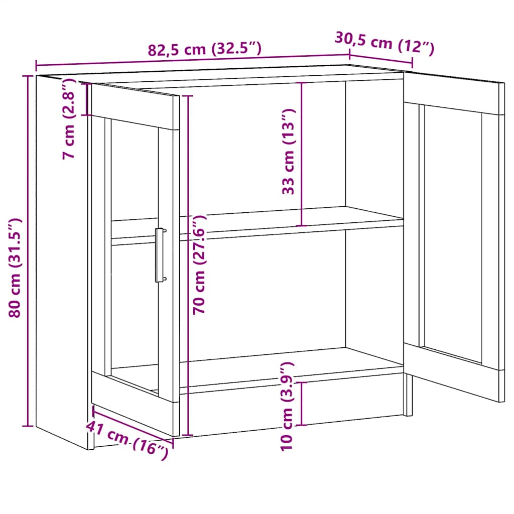 Vitrine svart 82,5x30,5x80 cm konstruert tre
