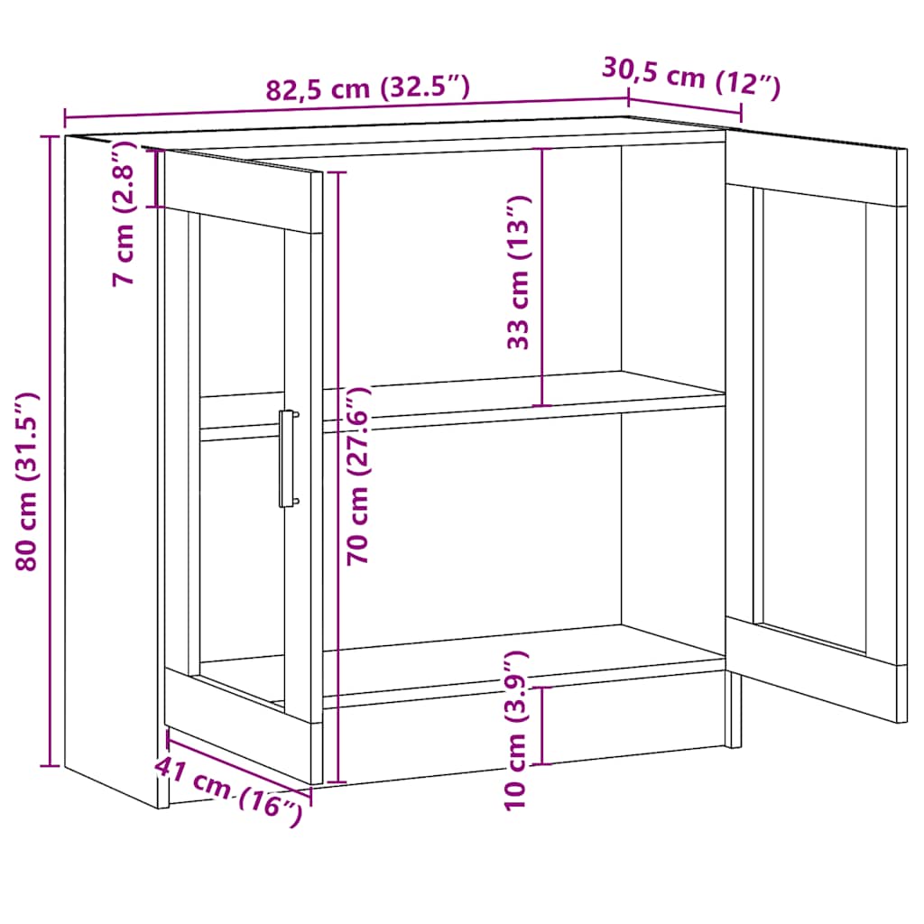 Vitrine betonggrå 82,5x30,5x80 cm konstruert tre