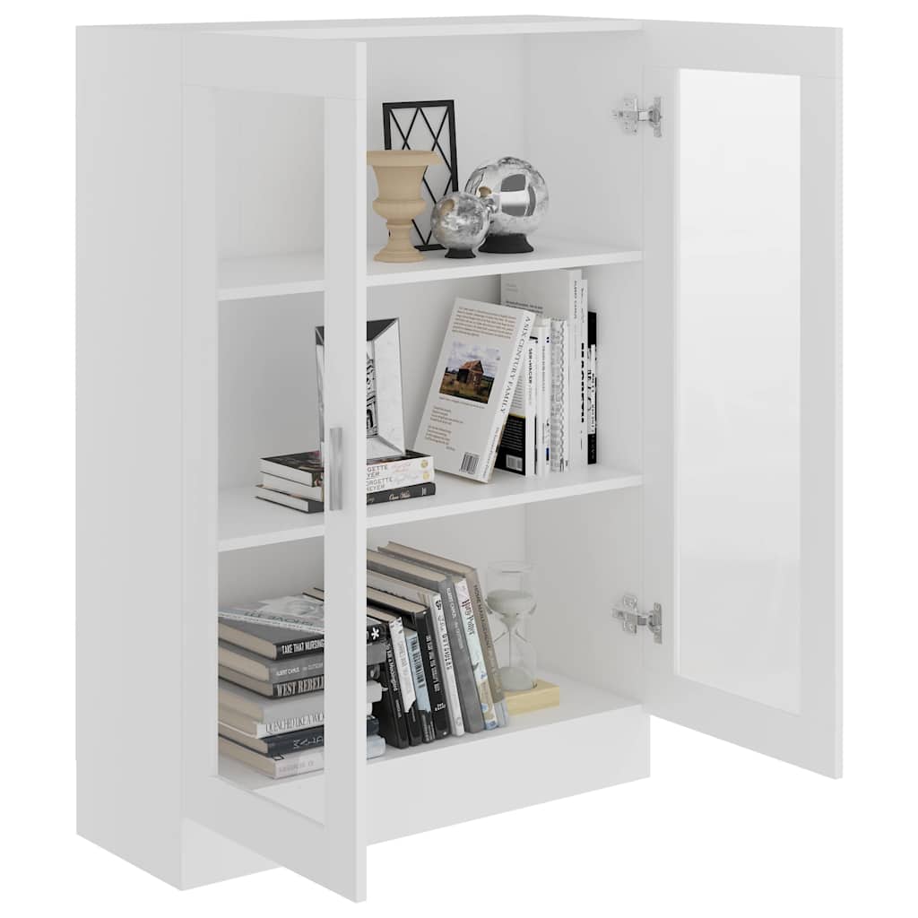 Vitrine hvit 82,5x30,5x115 cm konstruert tre