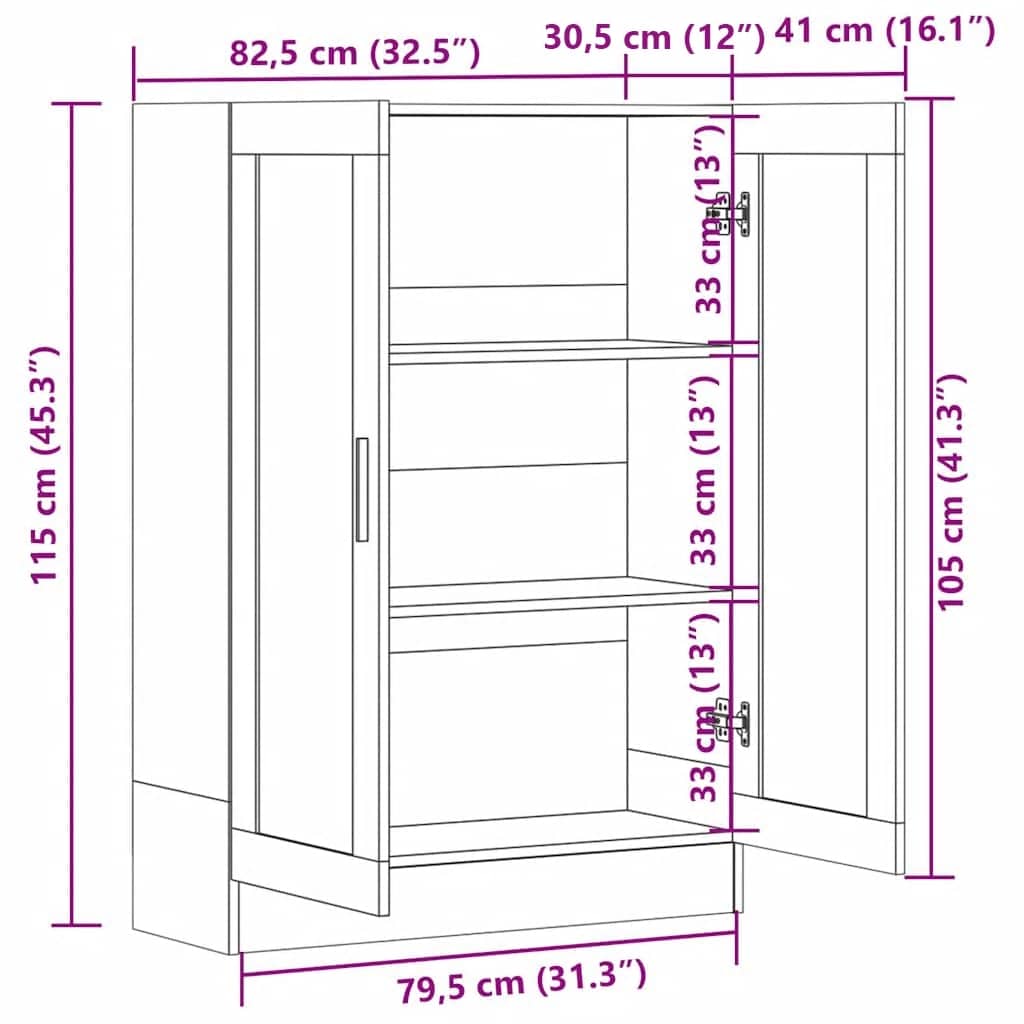 Vitrine hvit 82,5x30,5x115 cm konstruert tre