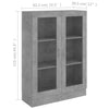 Vitrine betonggrå 82,5x30,5x115 cm konstruert tre