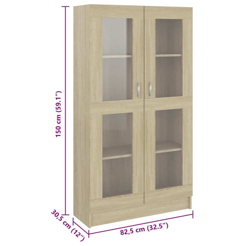 Vitrine sonoma eik 82,5x30,5x150 cm konstruert tre