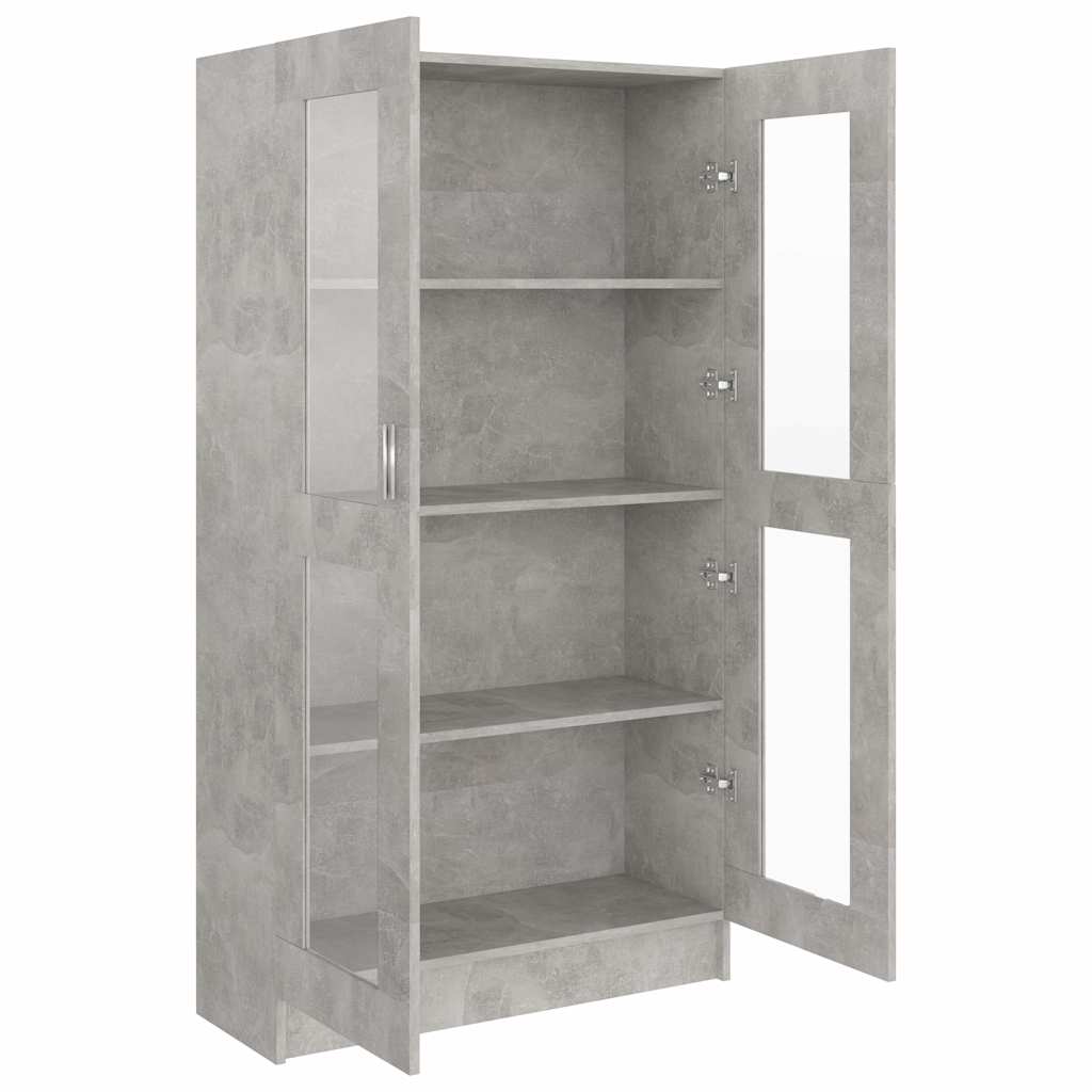 Vitrine betonggrå 82,5x30,5x150 cm konstruert tre