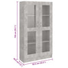 Vitrine betonggrå 82,5x30,5x150 cm konstruert tre