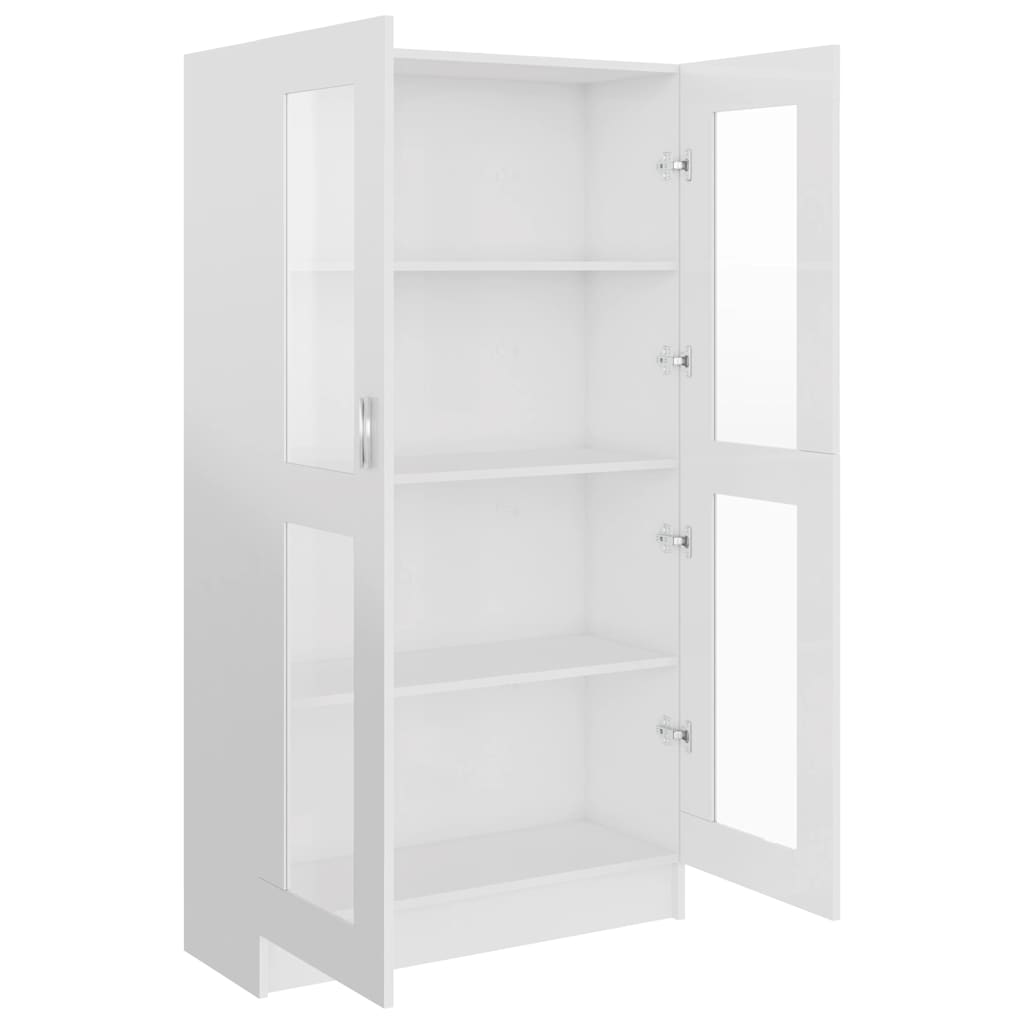 Vitrine høyglans hvit 82,5x30,5x150 cm konstruert tre