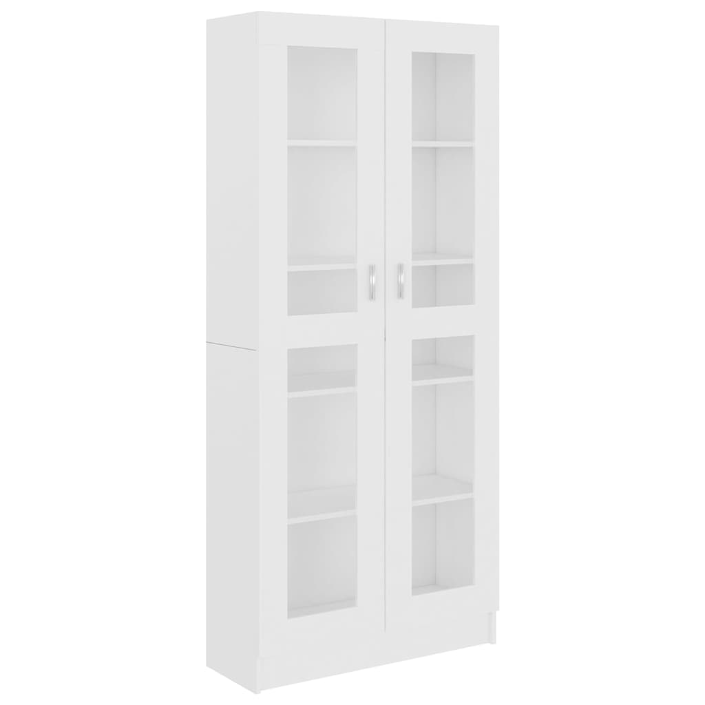 Vitrine hvit 82,5x30,5x185 cm konstruert tre