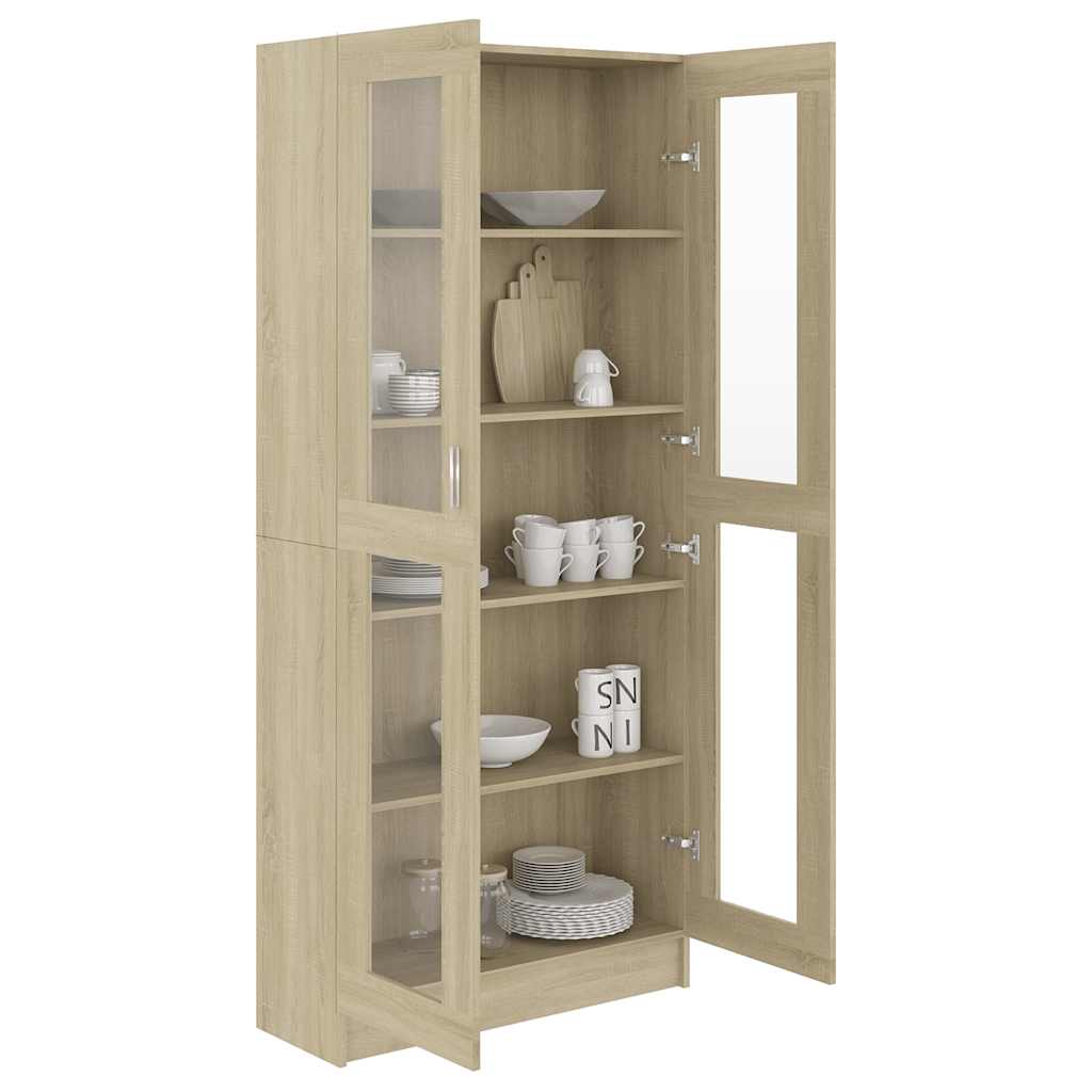 Vitrine sonoma eik 82,5x30,5x185 cm konstruert tre