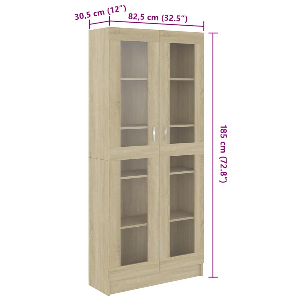 Vitrine sonoma eik 82,5x30,5x185 cm konstruert tre