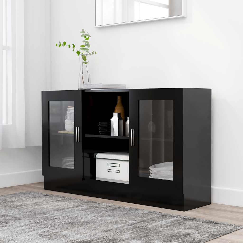 Vitrine svart 120x30,5x70 cm konstruert tre